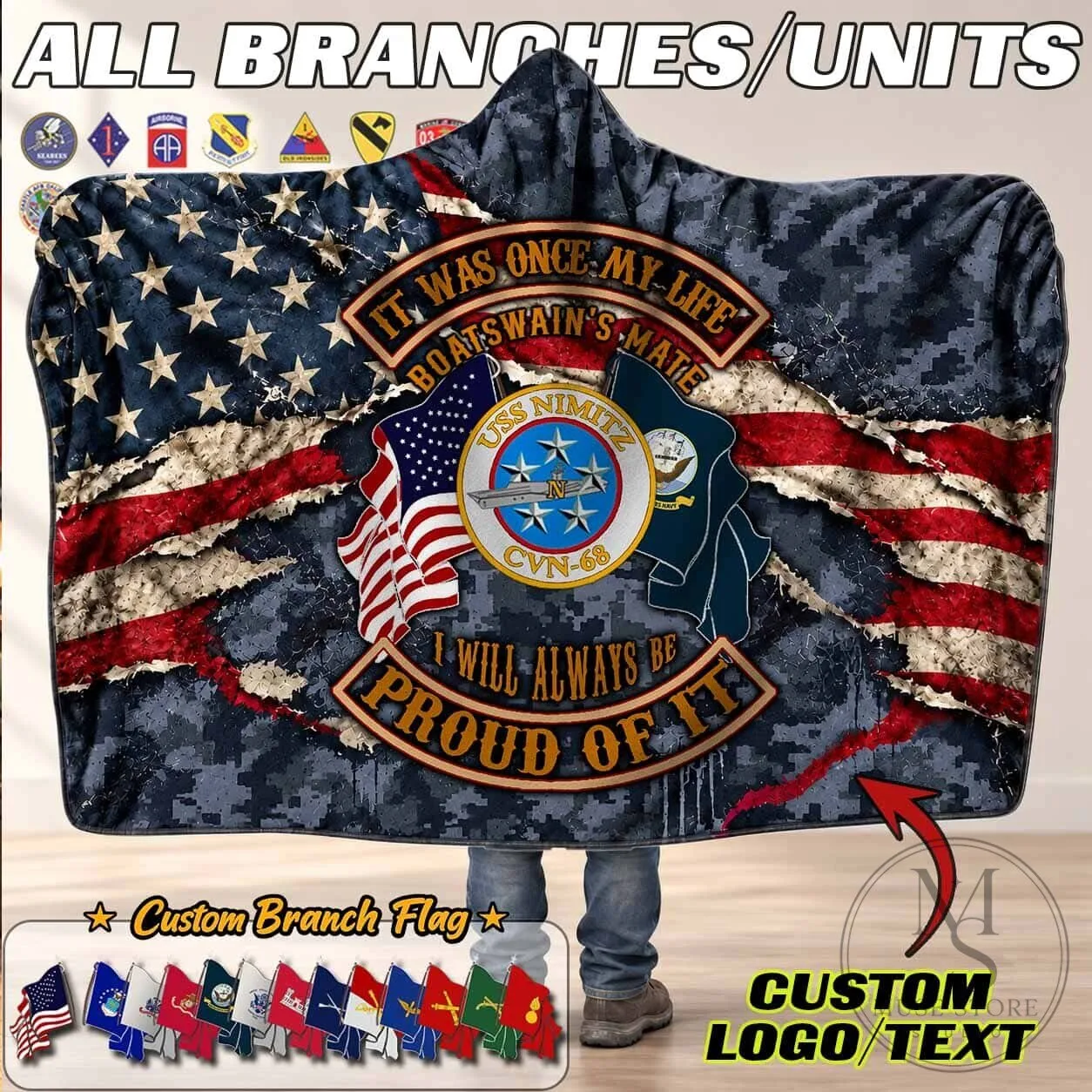 United States Army 101st Airborne Division Distressed Flag Hooded Blanket 14 United States Army 101st Airborne Division Distressed Flag Hooded Blanket