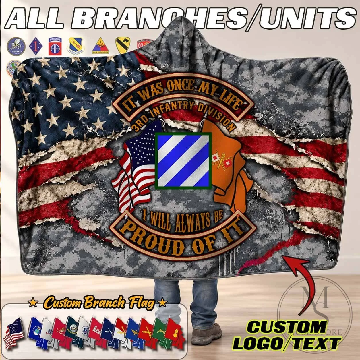 United States Army 101st Airborne Division Distressed Flag Hooded Blanket 15 United States Army 101st Airborne Division Distressed Flag Hooded Blanket