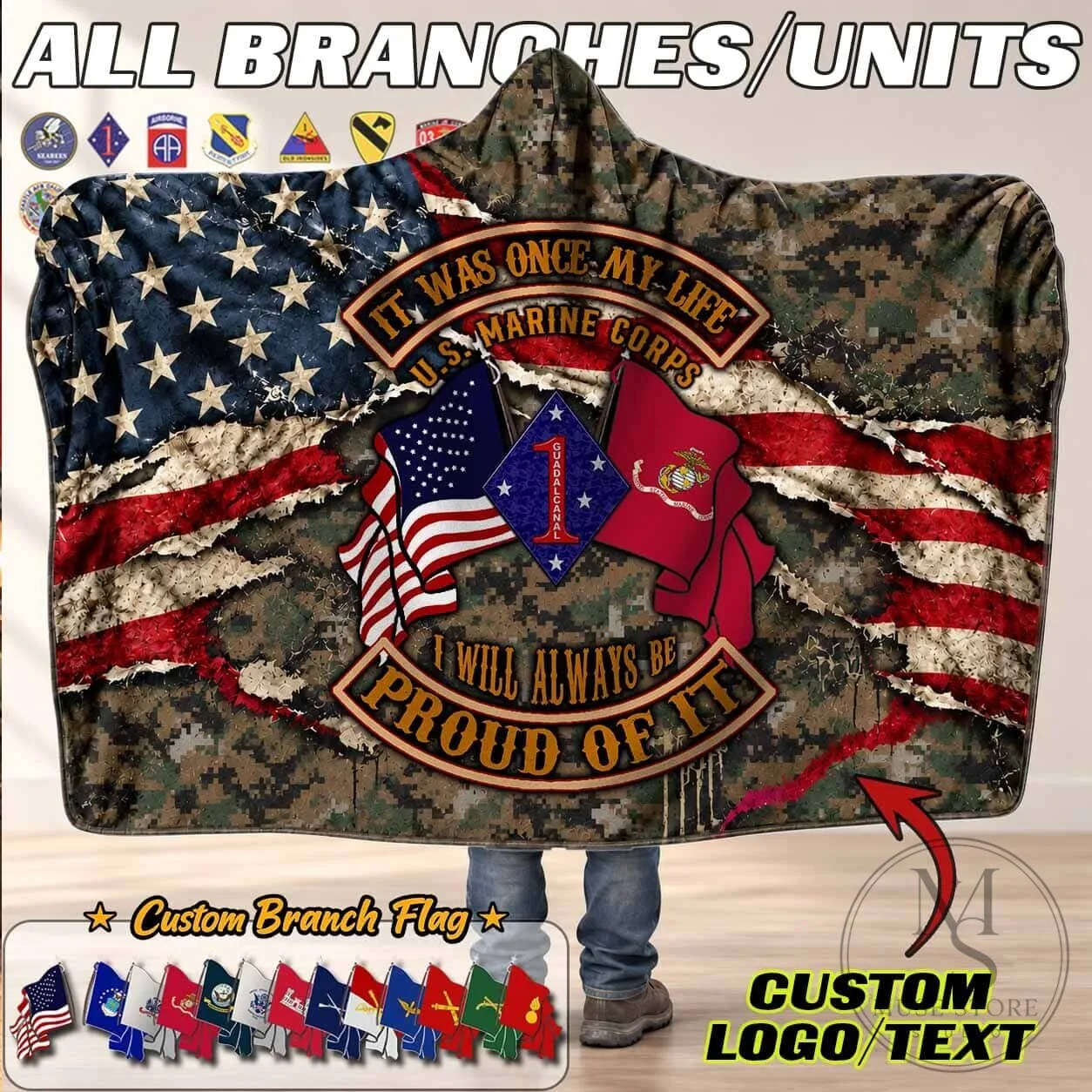 United States Army 101st Airborne Division Distressed Flag Hooded Blanket 16 United States Army 101st Airborne Division Distressed Flag Hooded Blanket
