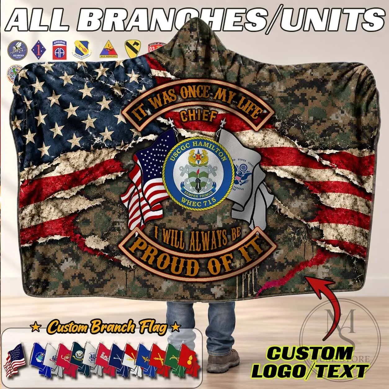 United States Army 101st Airborne Division Distressed Flag Hooded Blanket 17 United States Army 101st Airborne Division Distressed Flag Hooded Blanket