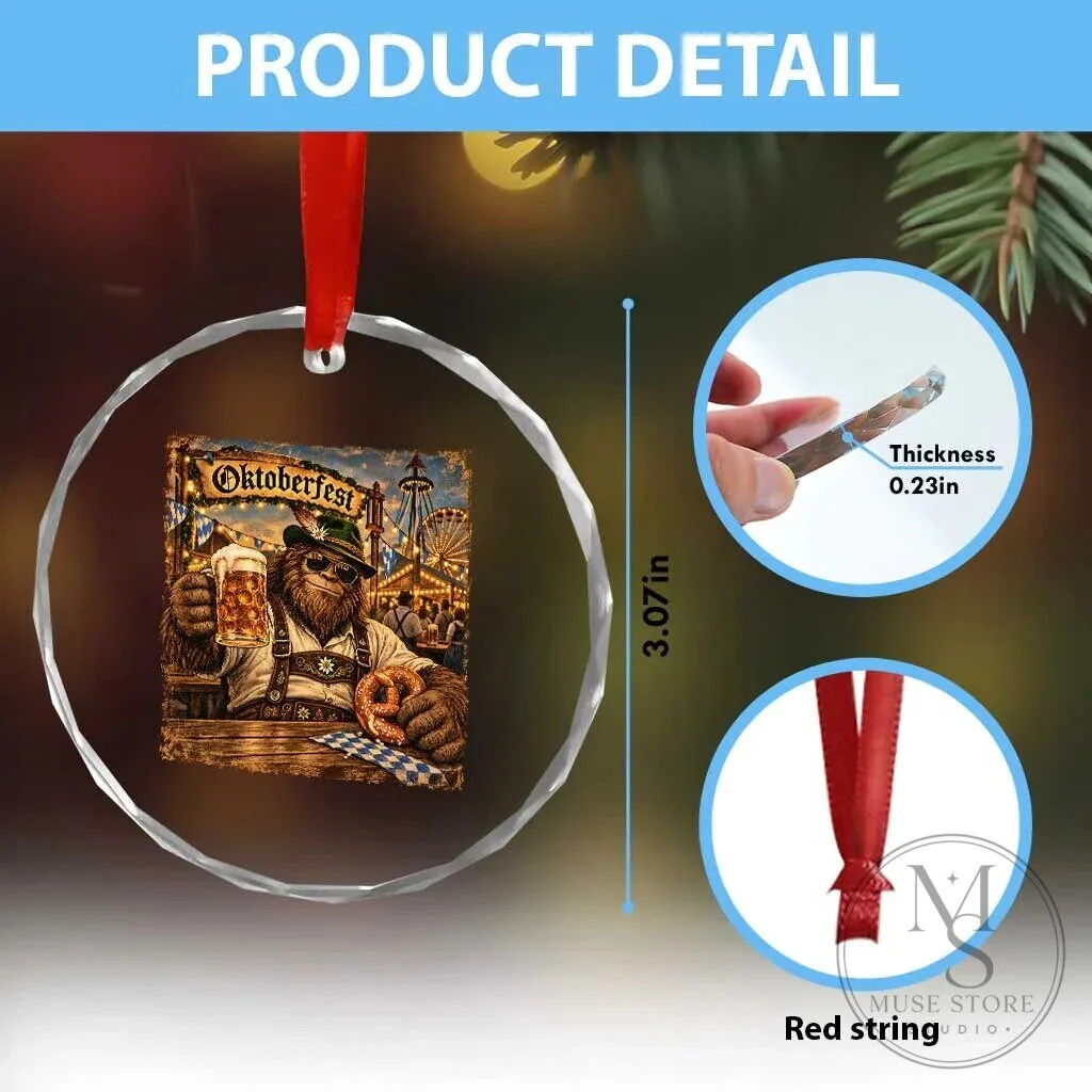 Oktoberfest Bigfoot Sasquatch Lederhosen Beer Pretzel Crystal Glass Ornament 13 Oktoberfest Bigfoot Sasquatch Lederhosen Beer Pretzel Crystal Glass Ornament