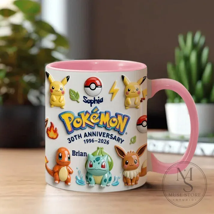 Pokemon 30th Anniversary Personalized Pikachu Charmander Bulbasaur Eevee Mug 11 Pokemon 30th Anniversary Personalized Pikachu Charmander Bulbasaur Eevee Mug