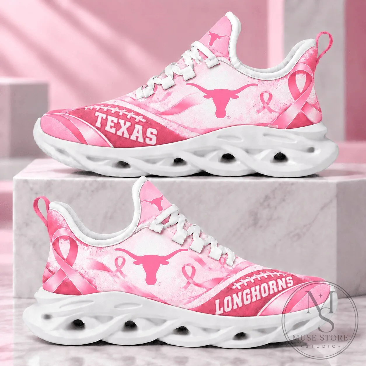 Texas Longhorns Breast Cancer Awareness Pink Chunky Sneakers Shoes 6 Texas Longhorns Breast Cancer Awareness Pink Chunky Sneakers Shoes