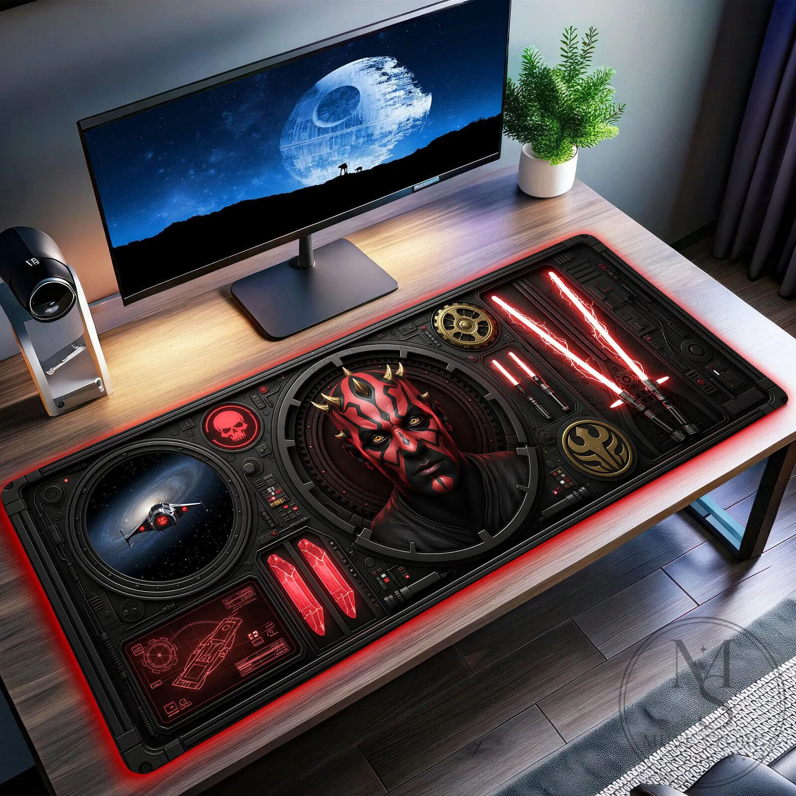 Star Wars Darth Maul Sith Lord Gaming Desk Mat with LED Lights