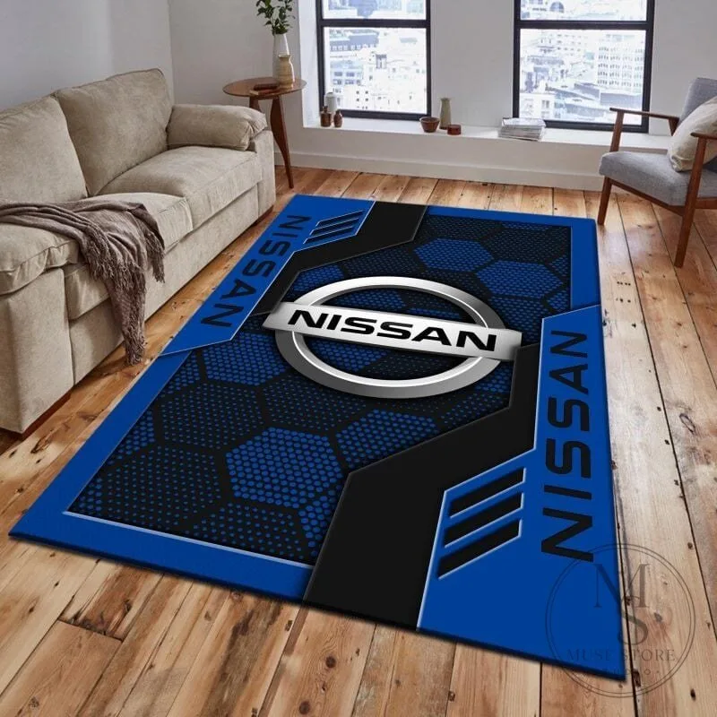 Nissan Blue Hexagon Pattern Car Logo Area Rug 5 Nissan Blue Hexagon Pattern Car Logo Area Rug