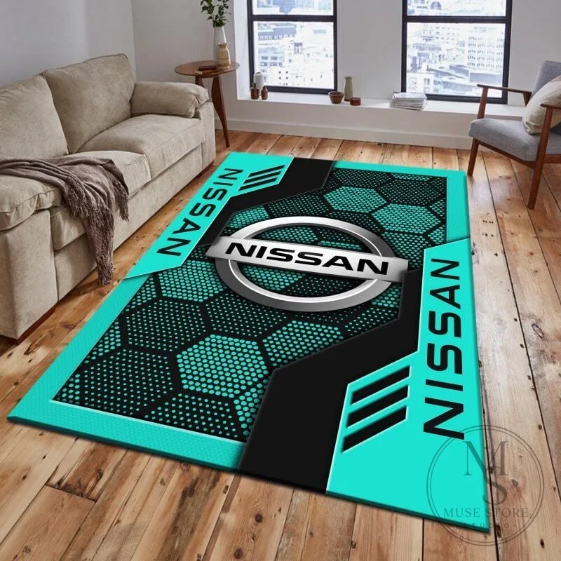 Nissan Blue Hexagon Pattern Car Logo Area Rug 14 Nissan Blue Hexagon Pattern Car Logo Area Rug
