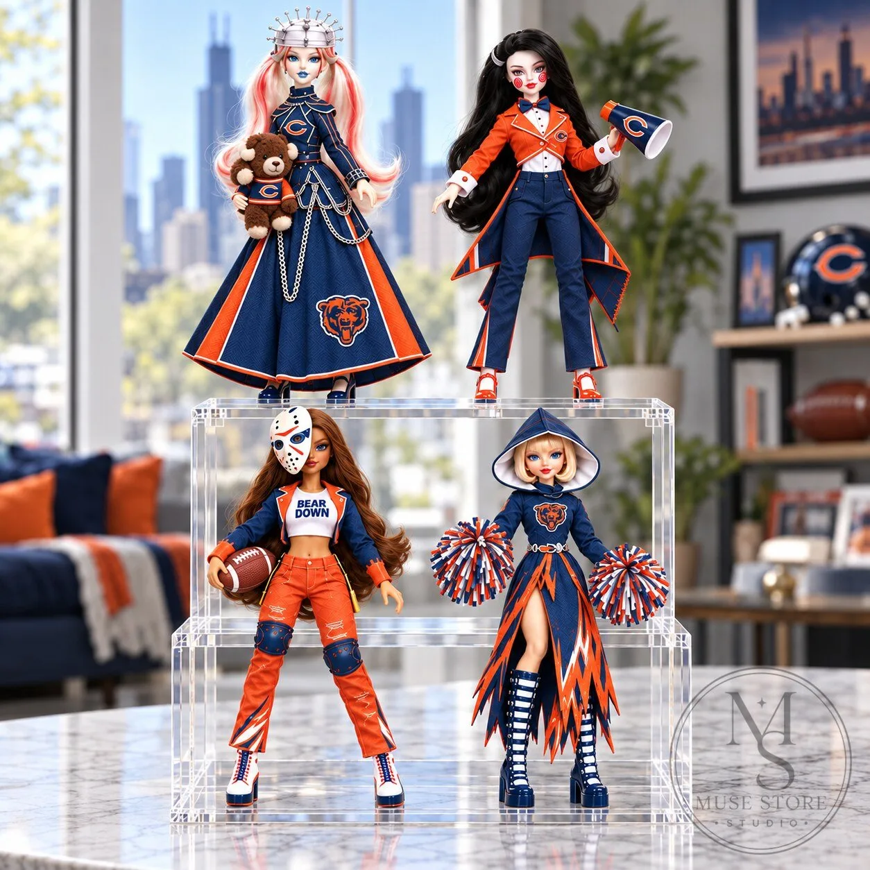 Chicago Bears Football Team Fashion Doll Collectible Set