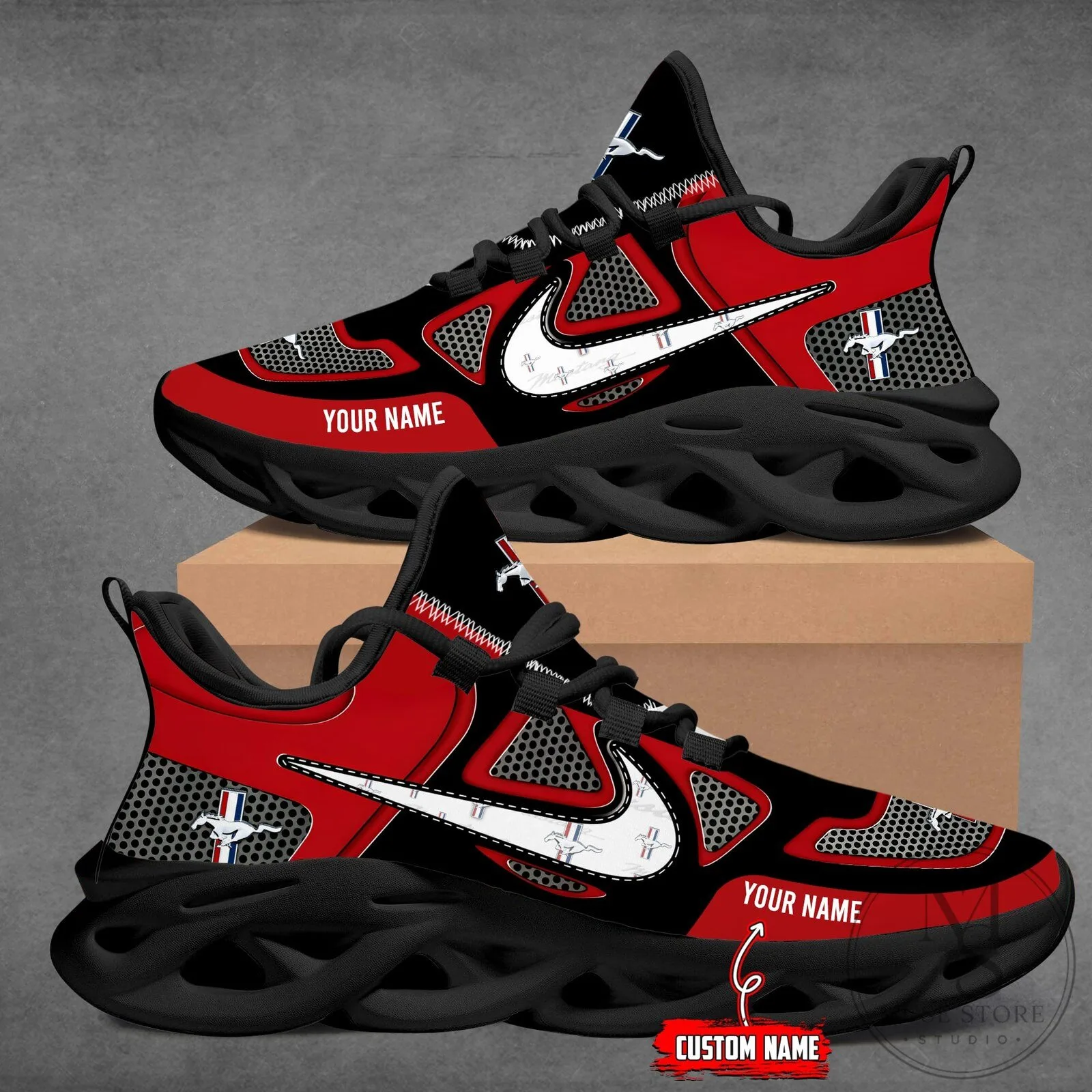 Ford Mustang Custom Name Red Black Max Soul Shoes 18 Ford Mustang Custom Name Red Black Max Soul Shoes