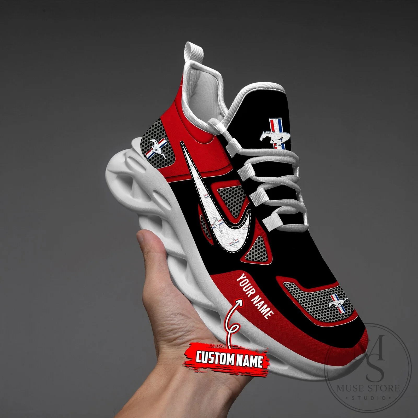Ford Mustang Custom Name Red Black Max Soul Shoes 19 Ford Mustang Custom Name Red Black Max Soul Shoes
