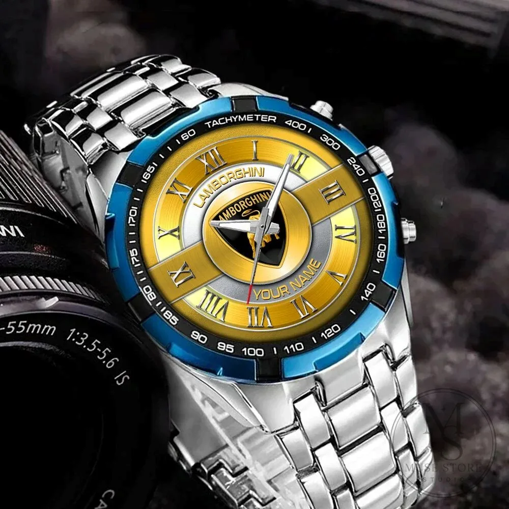 Lamborghini Custom Name Gold Dial Stainless Steel Watch for Men 13 Lamborghini Custom Name Gold Dial Stainless Steel Watch for Men