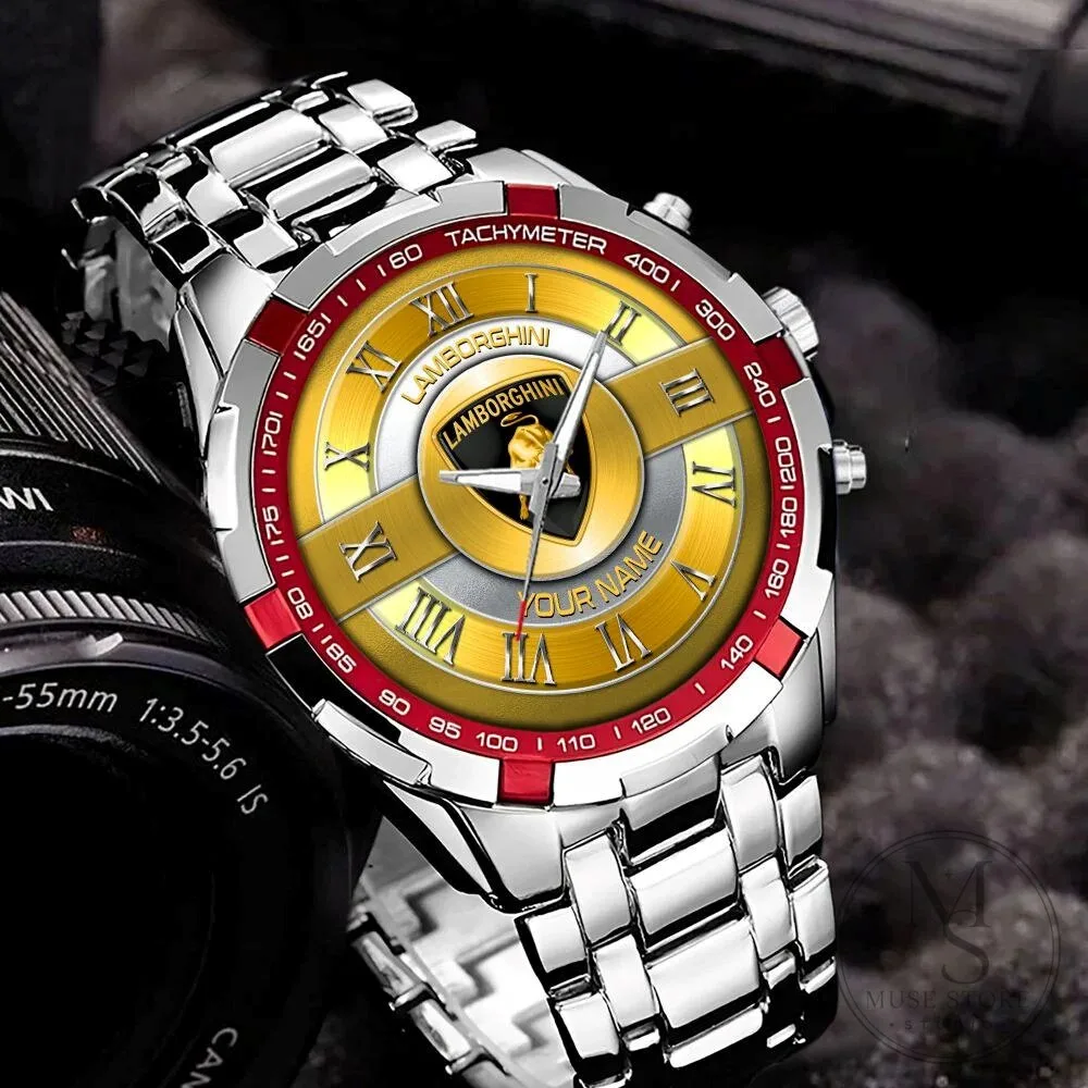 Lamborghini Custom Name Gold Dial Stainless Steel Watch for Men 14 Lamborghini Custom Name Gold Dial Stainless Steel Watch for Men