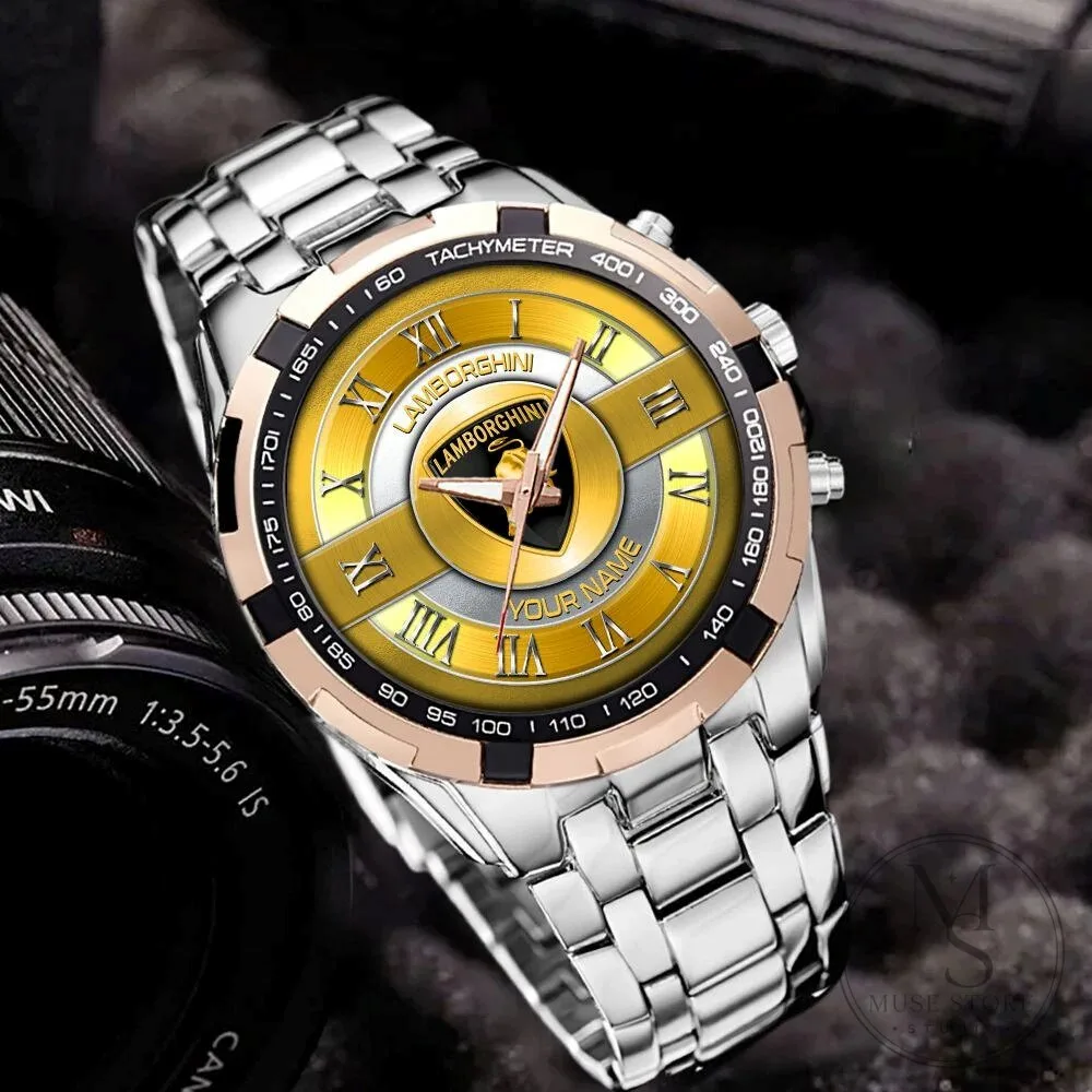 Lamborghini Custom Name Gold Dial Stainless Steel Watch for Men 15 Lamborghini Custom Name Gold Dial Stainless Steel Watch for Men