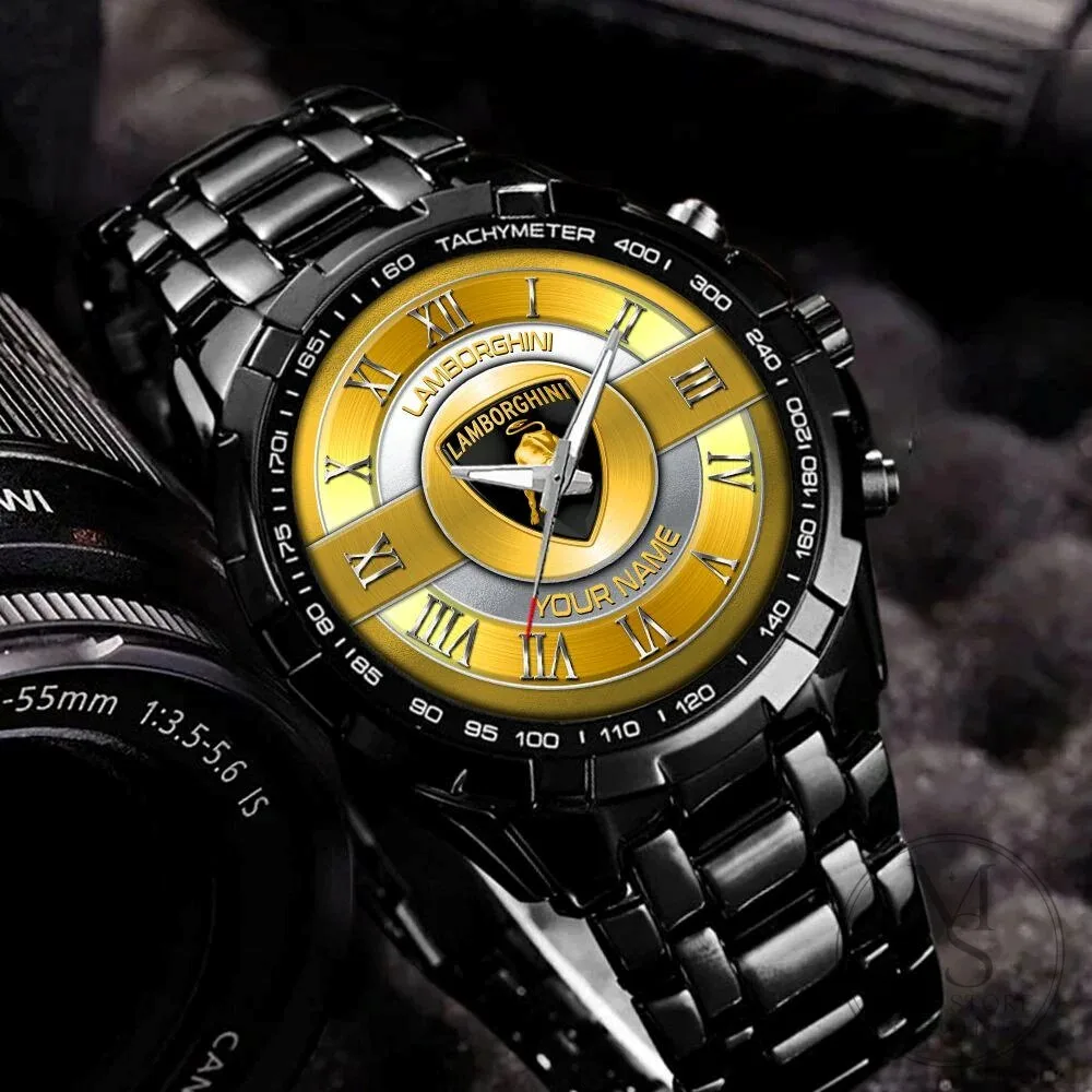 Lamborghini Custom Name Gold Dial Stainless Steel Watch for Men 16 Lamborghini Custom Name Gold Dial Stainless Steel Watch for Men