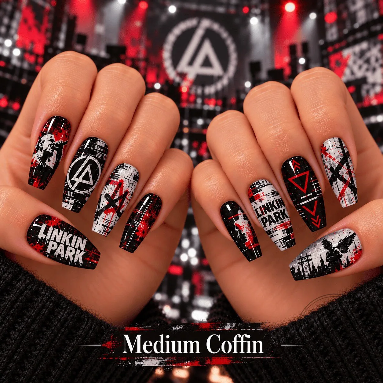 Linkin Park Hybrid Theory Album Cover Art Press-On Nails Set 1 Linkin Park Hybrid Theory Album Cover Art Press-On Nails Set