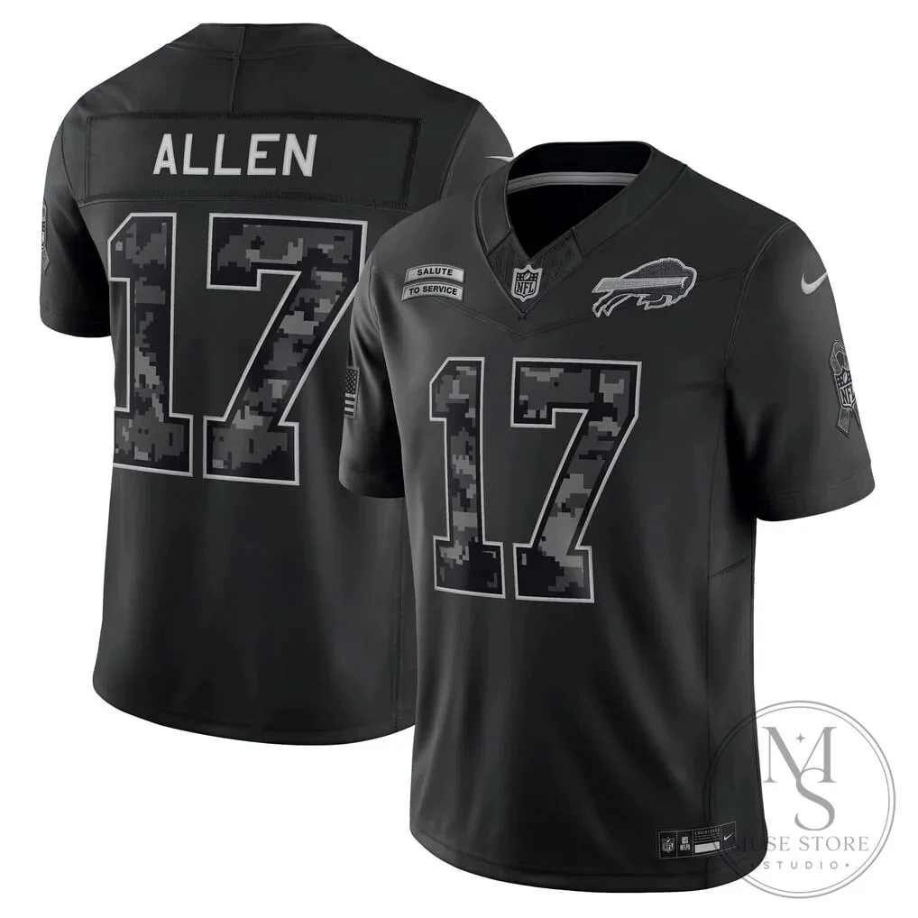Buffalo Bills Josh Allen Salute to Service Black Camouflage Football Jersey 61 Buffalo Bills Josh Allen Salute to Service Black Camouflage Football Jersey
