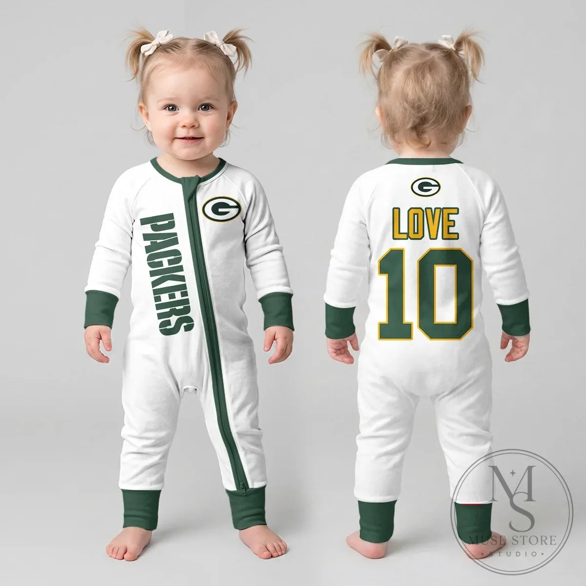 Green Bay Packers Football Team Baby Romper with Love 10 Design 15 Green Bay Packers Football Team Baby Romper with Love 10 Design