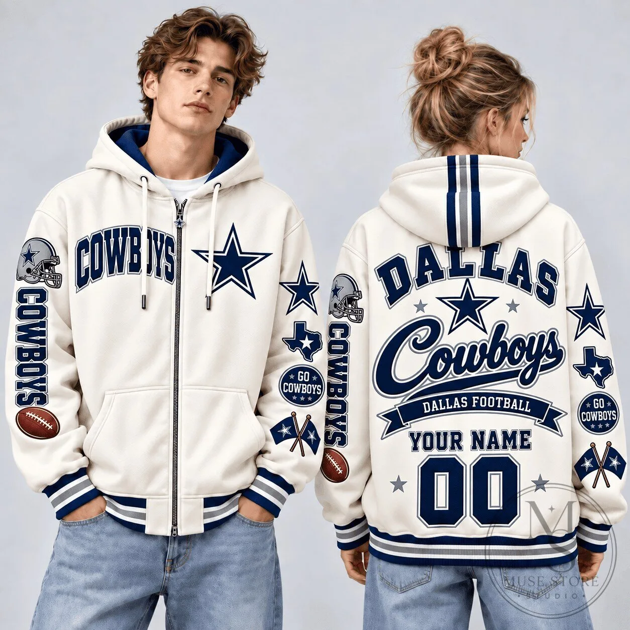 Dallas Cowboys Football Personalized Varsity Style Hoodie for Men and Women 1 Dallas Cowboys Football Personalized Varsity Style Hoodie for Men and Women