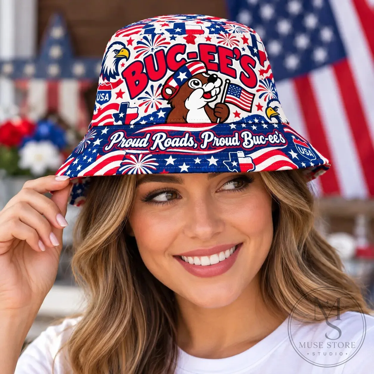 Buc-ee's Patriotic Proud Roads Proud Buc-ee's Bucket Hat 7 Buc-ee