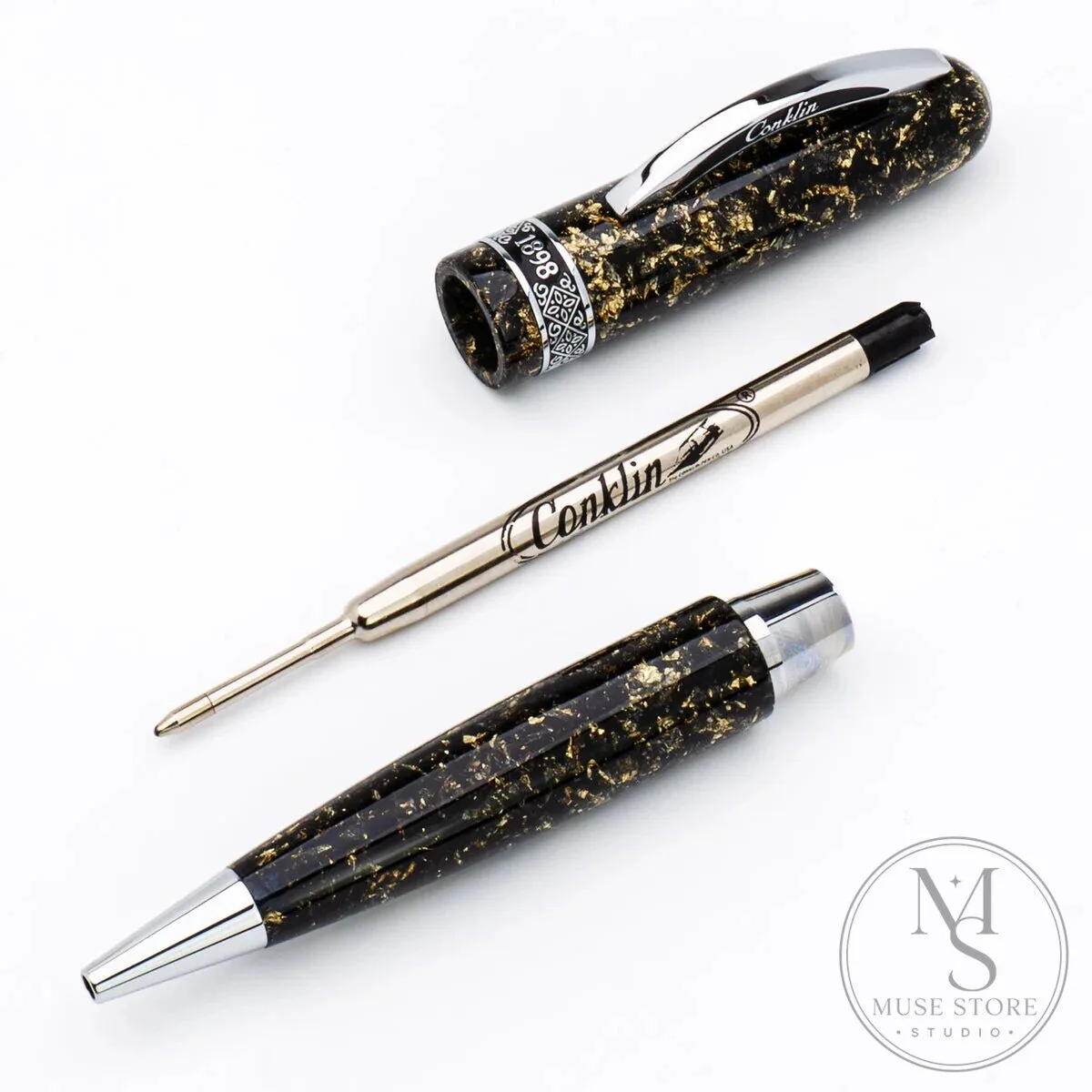 Conklin 1898 Collection Solaris Black Ballpoint Pen with Chrome Trim