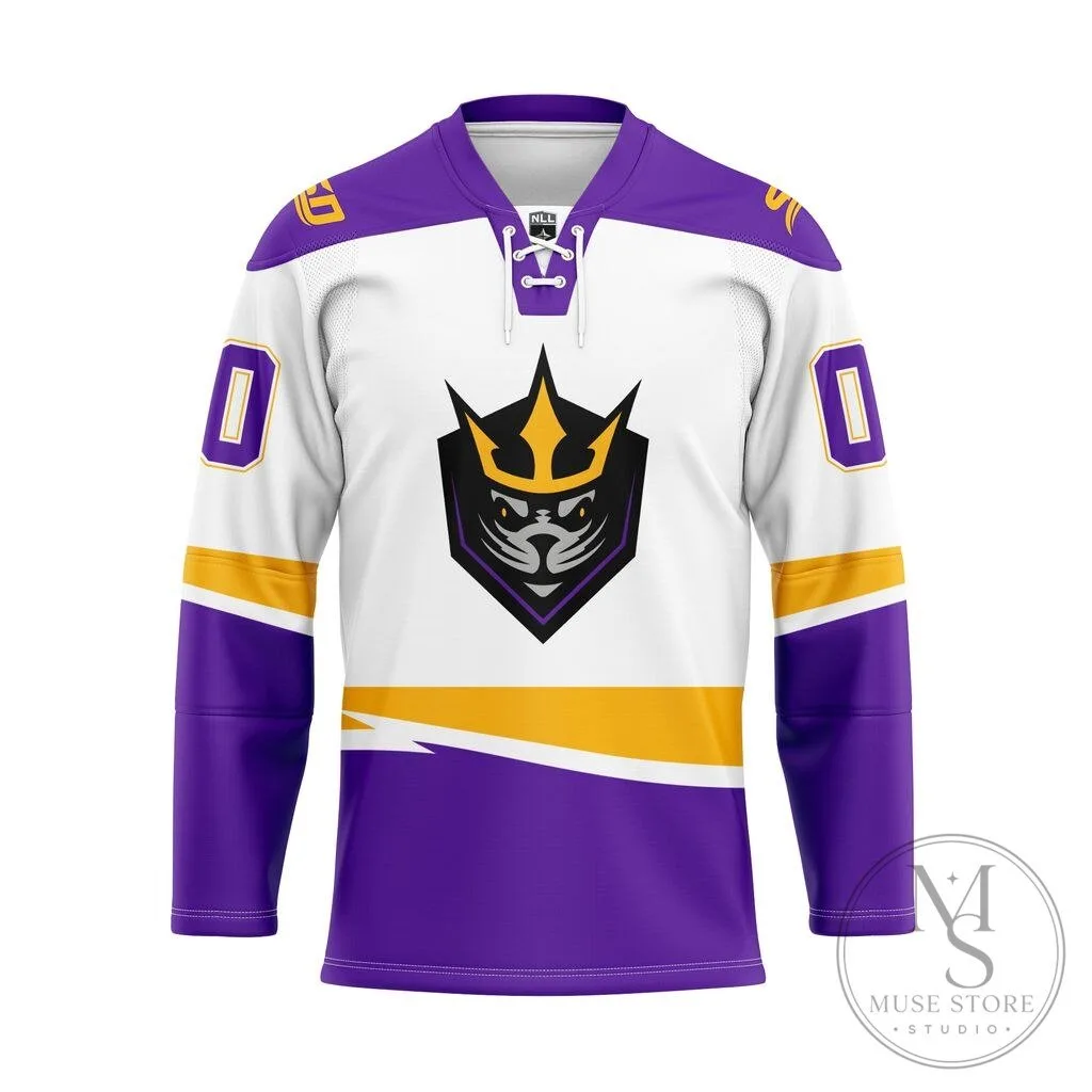 San Diego Seals Personalized White and Purple Hockey Jersey