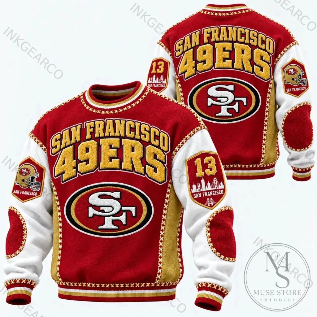 49ers Crewneck Sweatshirt in Rugby Style from San Francisco 49ers Crewneck Sweatshirt in Rugby Style from San Francisco