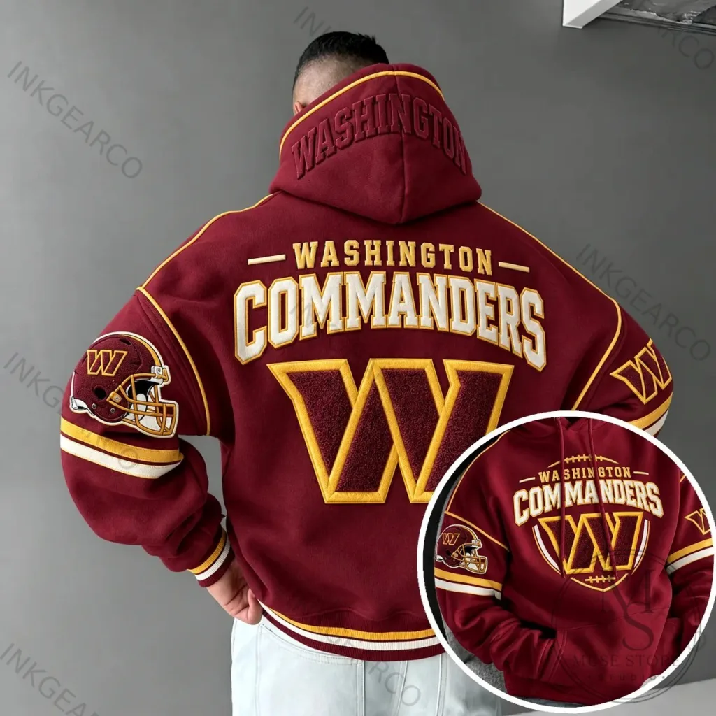 Washington Commanders Football Team Embroidered Logo Maroon Hoodie Washington Commanders Football Team Embroidered Logo Maroon Hoodie
