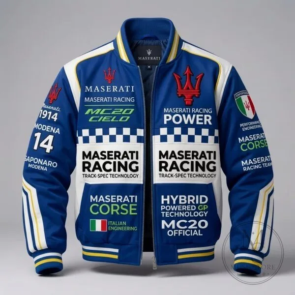 Maserati Racing Team Bomber Jacket - Italian Engineering Motorsport Apparel 2 Maserati Racing Team Bomber Jacket - Italian Engineering Motorsport Apparel