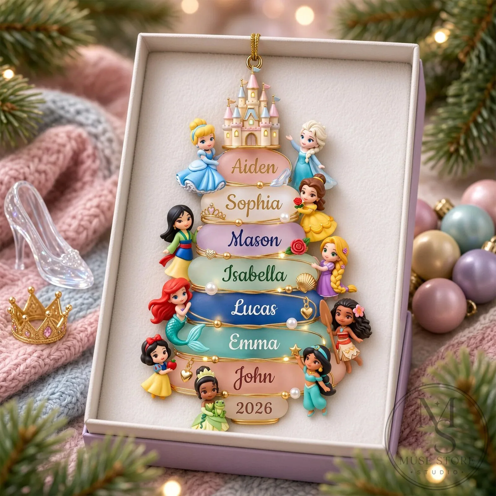 Disney Princess Castle Family Christmas Tree Ornament 8 Disney Princess Castle Family Christmas Tree Ornament