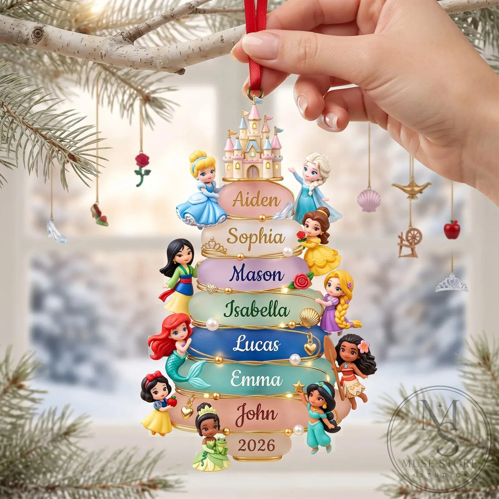 Disney Princess Castle Family Christmas Tree Ornament 9 Disney Princess Castle Family Christmas Tree Ornament
