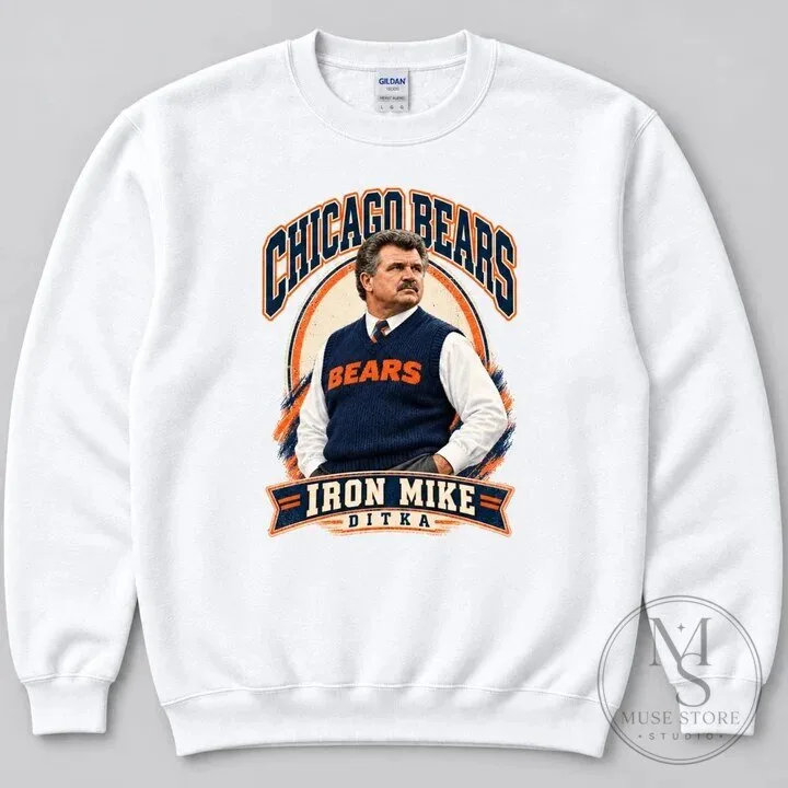 Mike Ditka Chicago Bears Football Legend Iron Mike Crewneck Sweatshirt