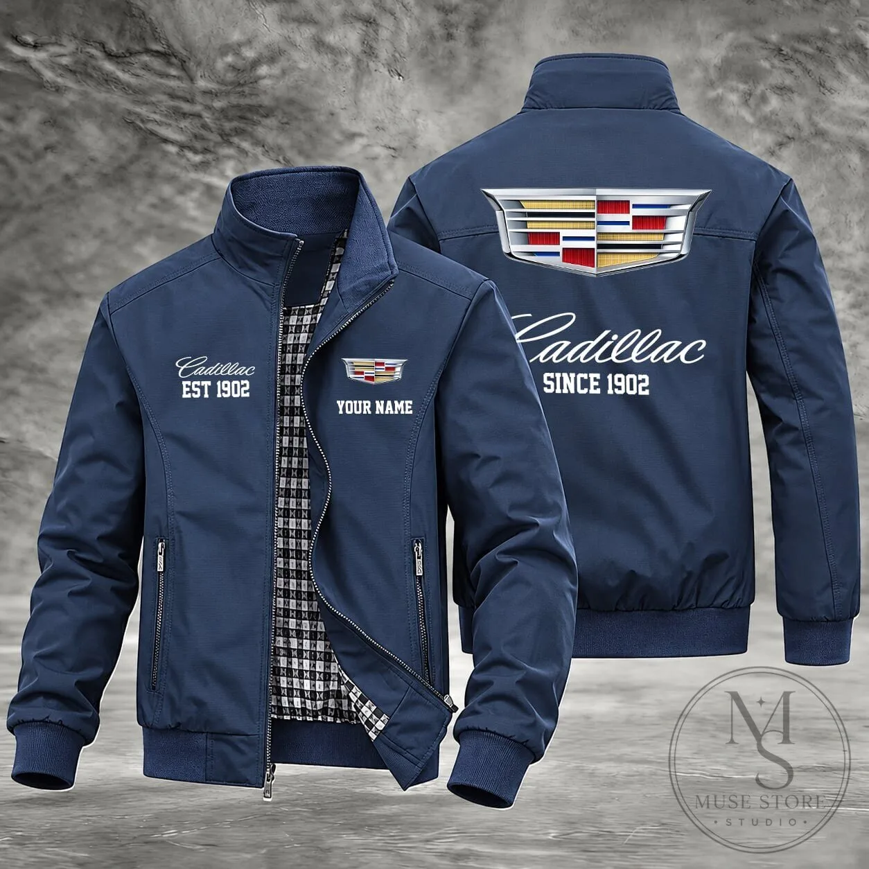 Cadillac Est 1902 Custom Name Bomber Jacket for Men and Women 1 Cadillac Est 1902 Custom Name Bomber Jacket for Men and Women