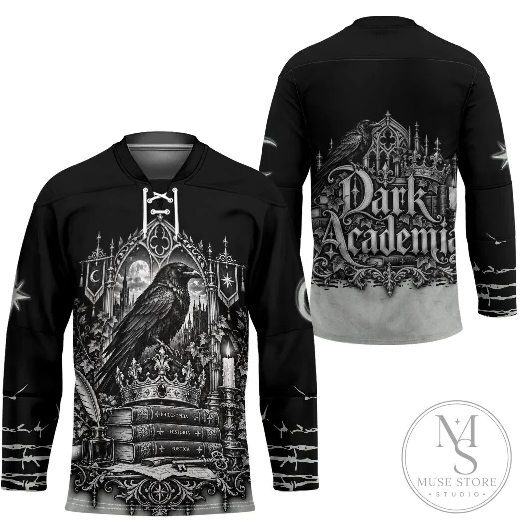Dark Academia Raven Gothic Literature Vintage Bookish Aesthetic Hockey Jersey 7 Dark Academia Raven Gothic Literature Vintage Bookish Aesthetic Hockey Jersey