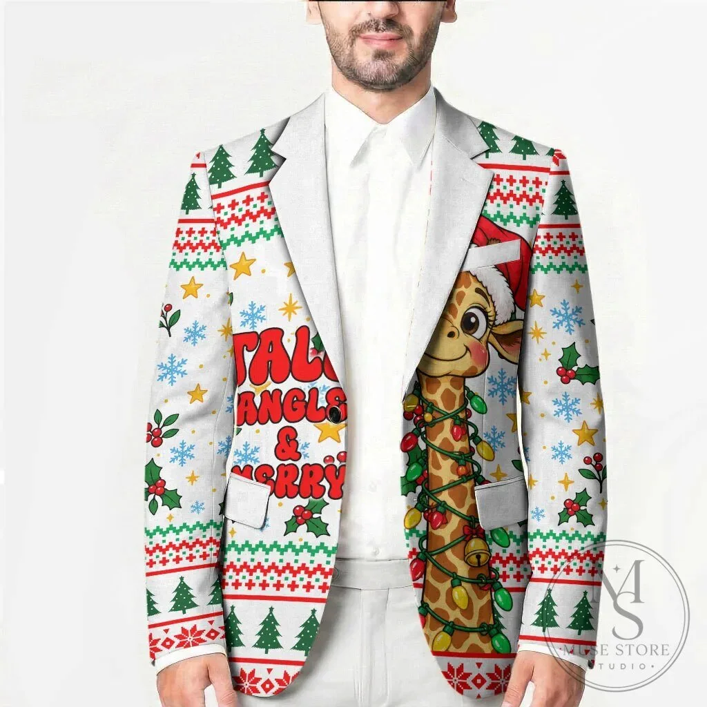 Cute Christmas Giraffe Lights Blazer Funny Tall Tangled Animal Santa Hat Blazer 12 Cute Christmas Giraffe Lights Blazer Funny Tall Tangled Animal Santa Hat Blazer