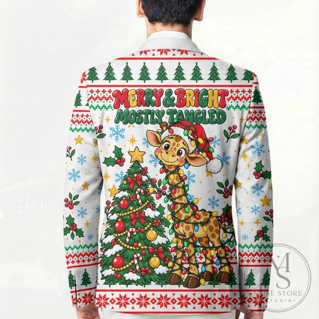 Cute Christmas Giraffe Lights Blazer Funny Tall Tangled Animal Santa Hat Blazer 13 Cute Christmas Giraffe Lights Blazer Funny Tall Tangled Animal Santa Hat Blazer