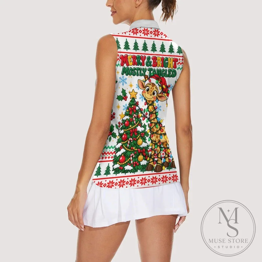 Tall Tangled and Merry Christmas Giraffe Lights Sleeveless Polo Shirt 15 Tall Tangled and Merry Christmas Giraffe Lights Sleeveless Polo Shirt