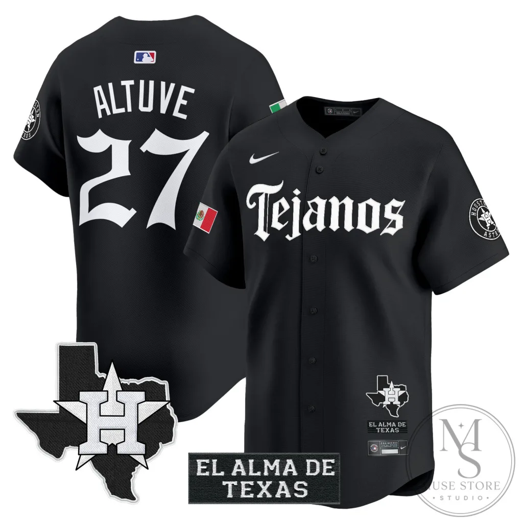 Houston Astros Jose Altuve Tejanos Black Baseball Jersey Houston Astros Jose Altuve Tejanos Black Baseball Jersey