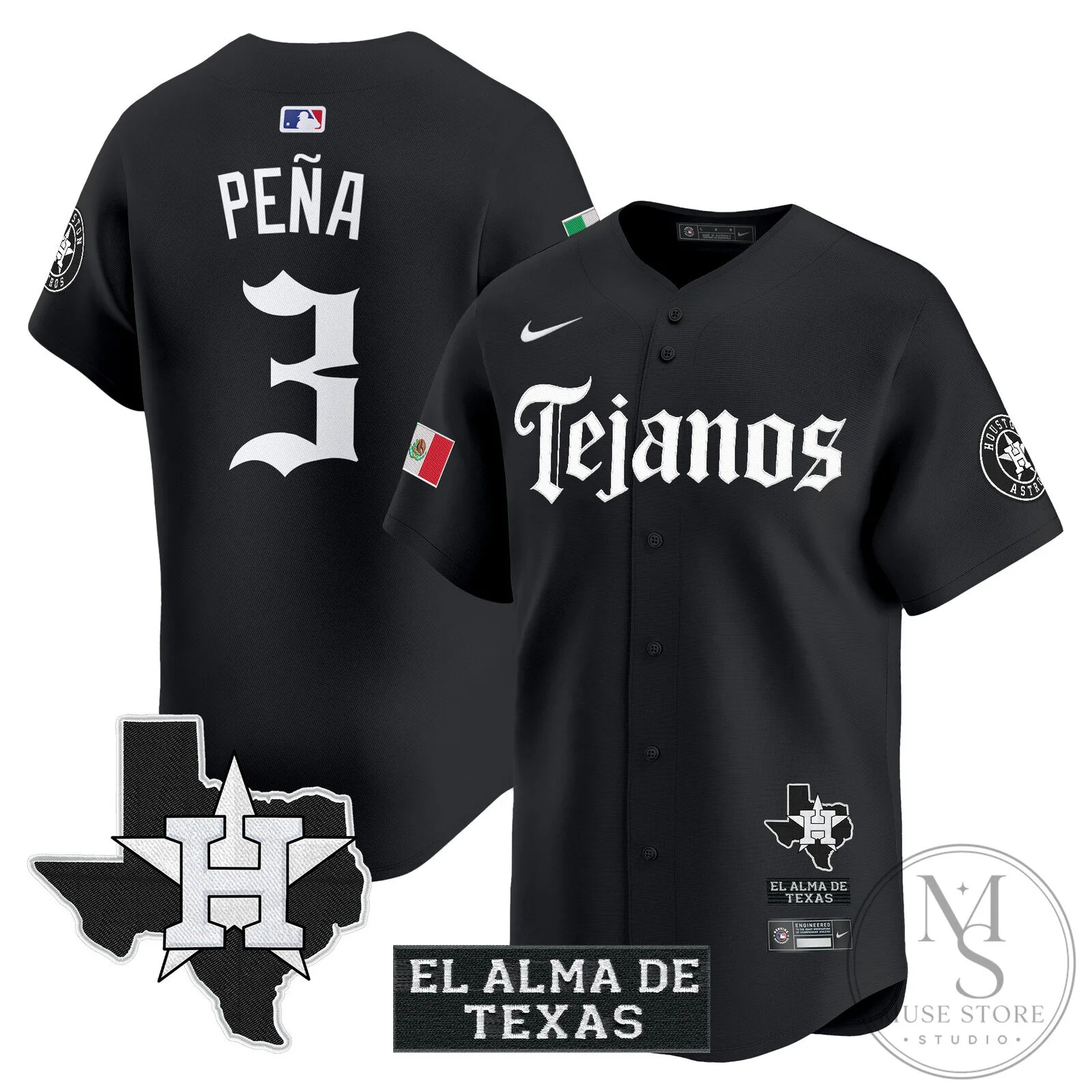 Houston Astros Jose Altuve Tejanos Black Baseball Jersey 23 Houston Astros Jose Altuve Tejanos Black Baseball Jersey