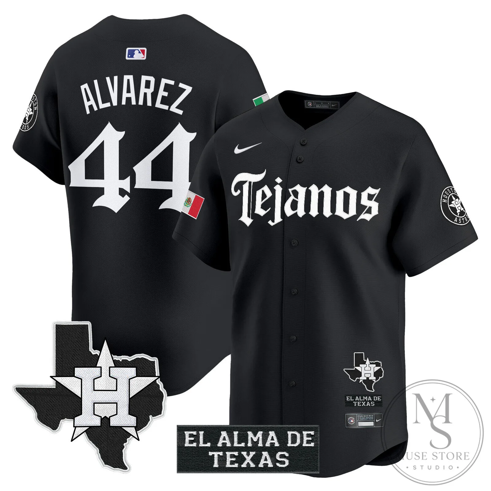 Houston Astros Jose Altuve Tejanos Black Baseball Jersey 24 Houston Astros Jose Altuve Tejanos Black Baseball Jersey