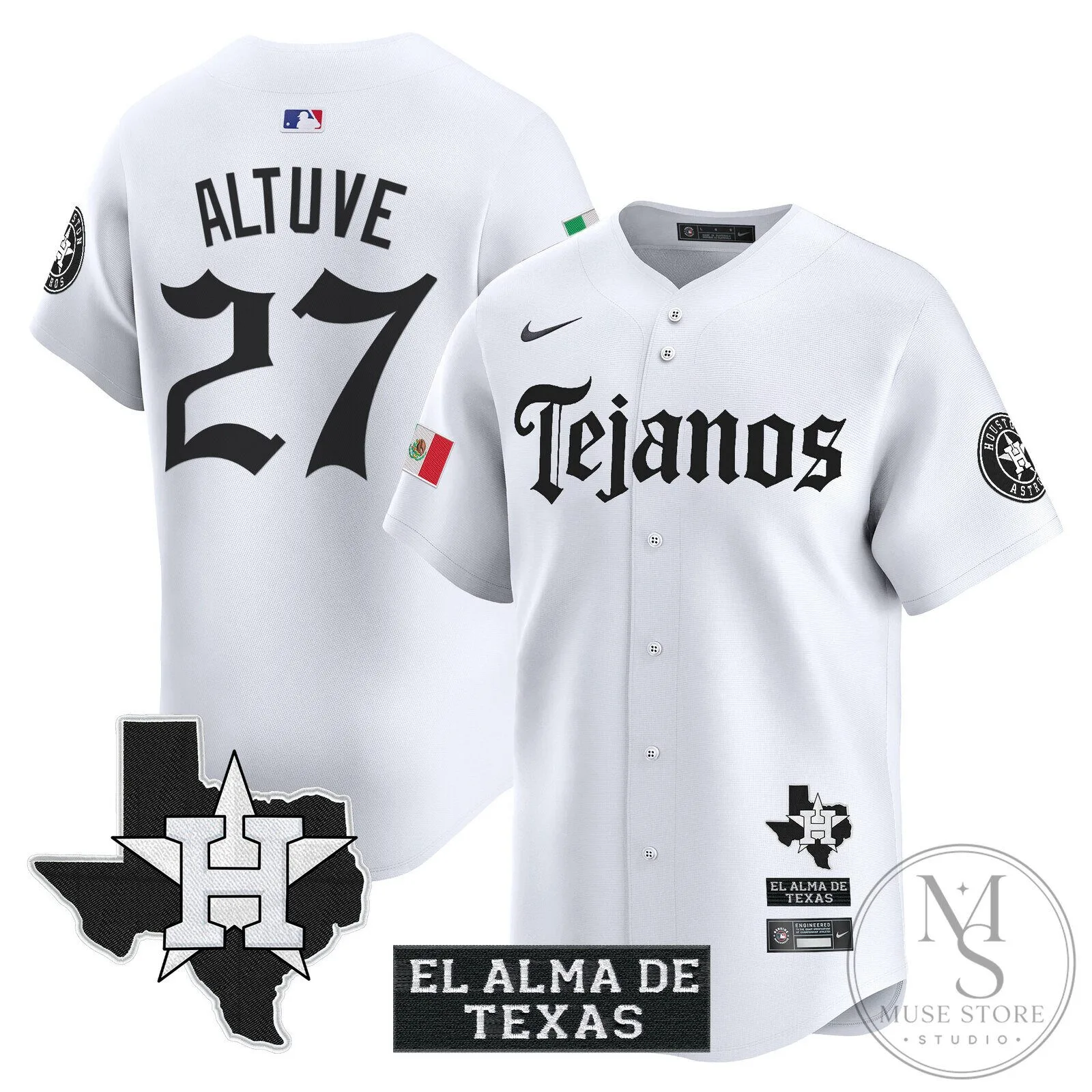 Houston Astros Jose Altuve Tejanos Black Baseball Jersey 31 Houston Astros Jose Altuve Tejanos Black Baseball Jersey