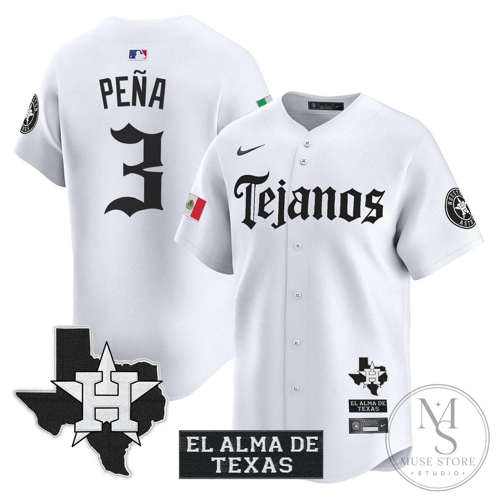 Houston Astros Jose Altuve Tejanos Black Baseball Jersey 32 Houston Astros Jose Altuve Tejanos Black Baseball Jersey