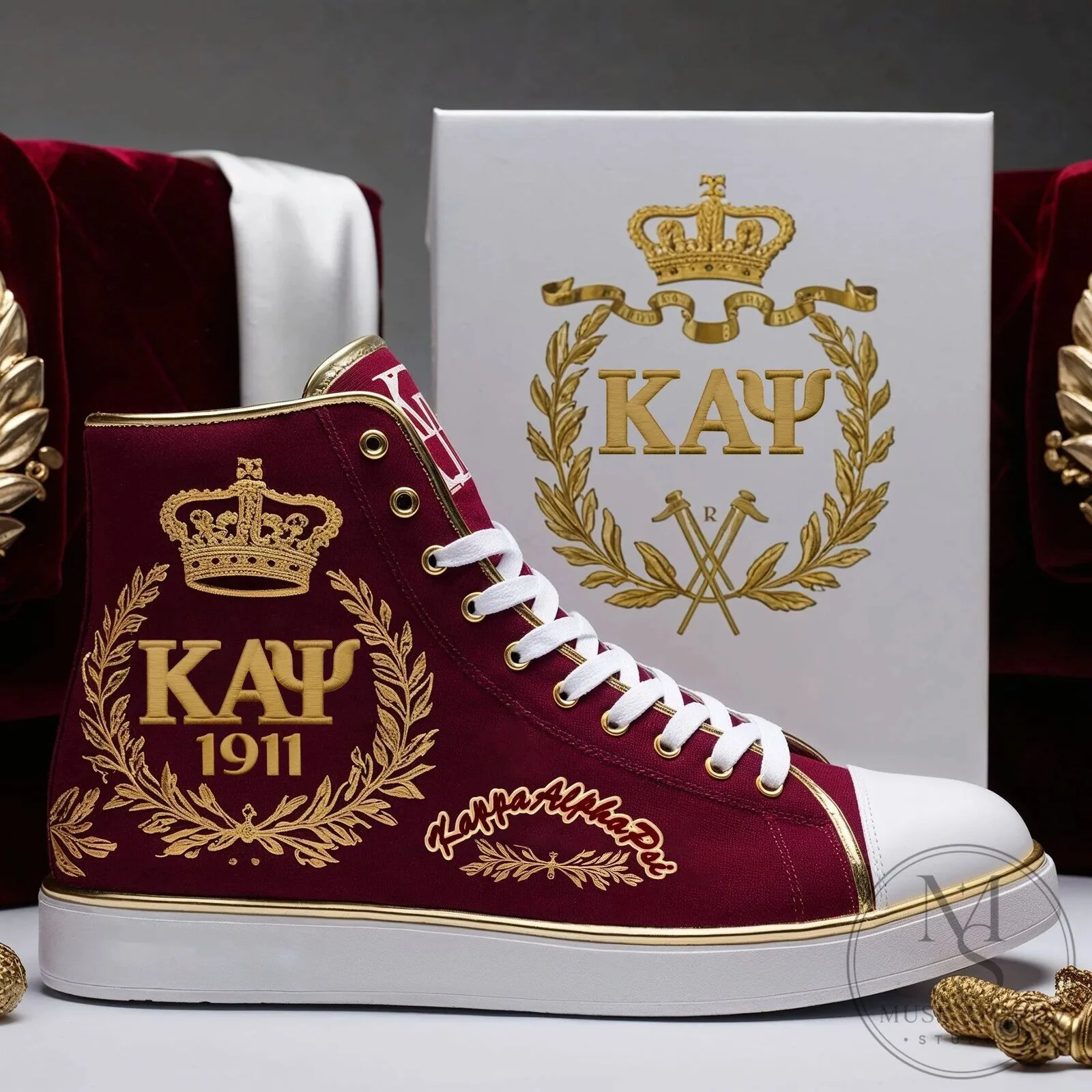 Kappa Alpha Psi Fraternity Incorporated Crimson High Top Canvas Shoes