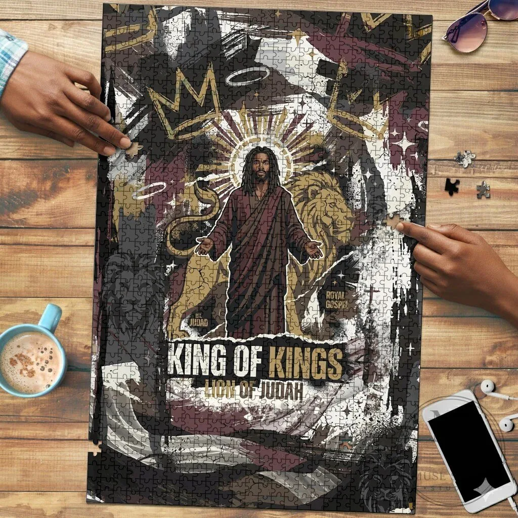 King of Kings Jesus is King Lion of Judah Religious Faith Jigsaw Puzzle
