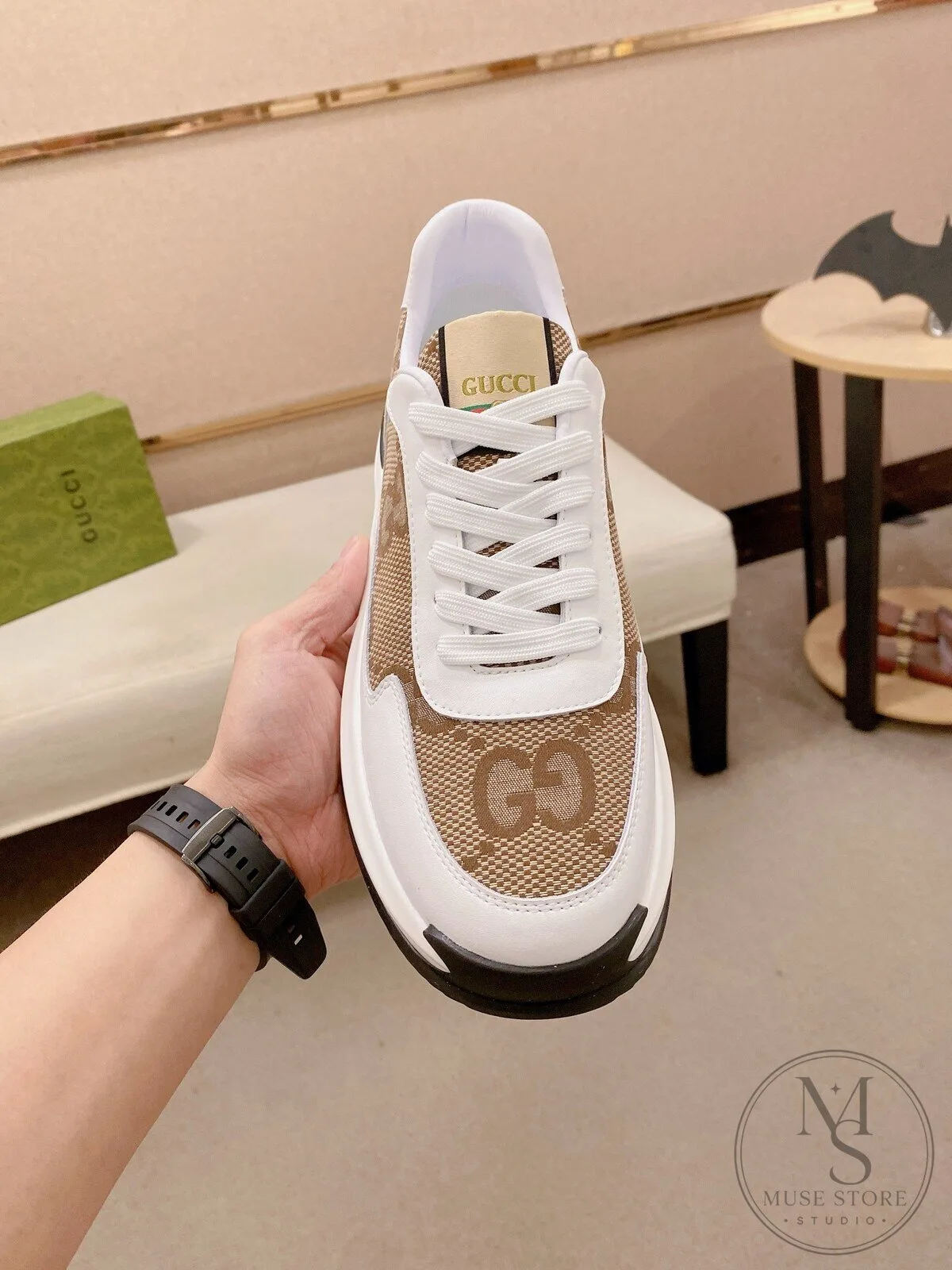 Gucci Monogram Brown and White Fashion Sneakers for Men and Women 6 Gucci Monogram Brown and White Fashion Sneakers for Men and Women
