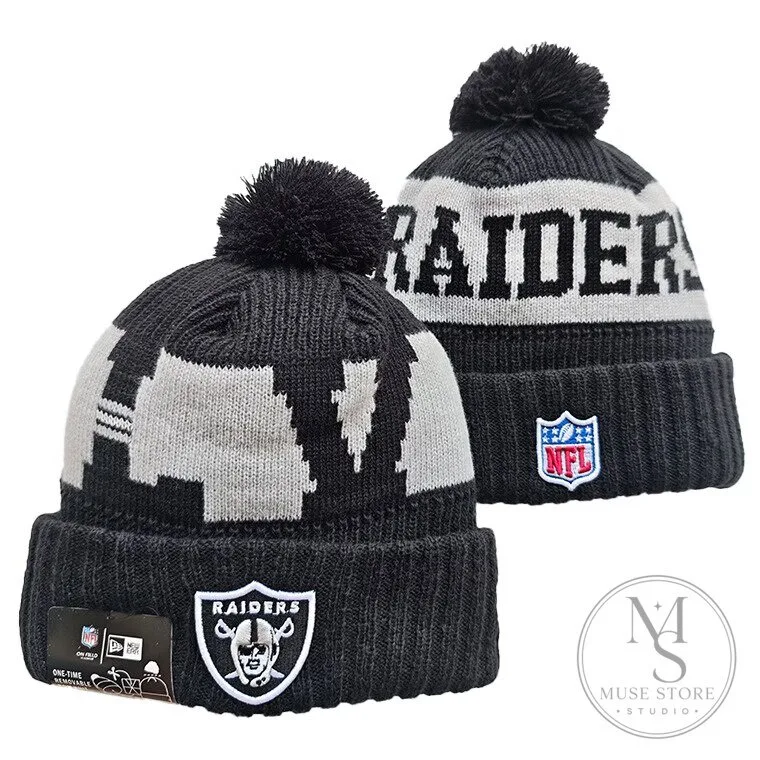 Las Vegas Raiders NFL Knit Beanie Hat with Pom Pom for Football Fans