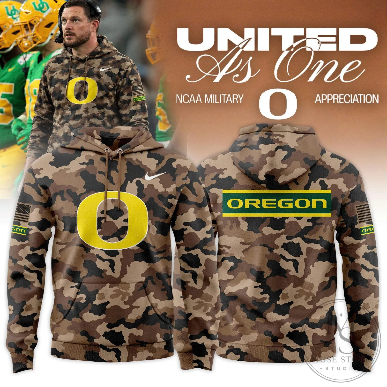 Oregon Ducks NCAA Military Appreciation Camouflage Pullover Hoodie