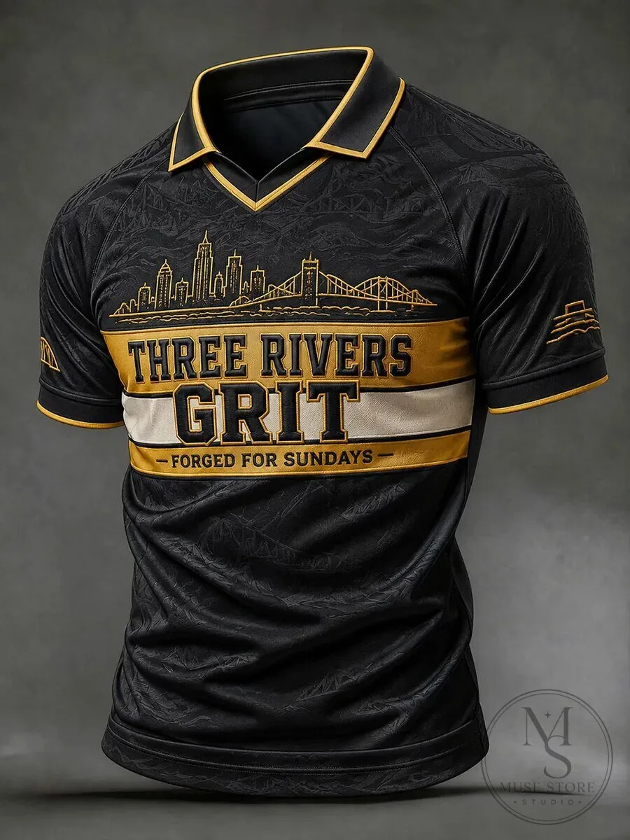 Three Rivers Grit Forged For Sundays Pittsburgh Football Polo Shirt 7 Three Rivers Grit Forged For Sundays Pittsburgh Football Polo Shirt