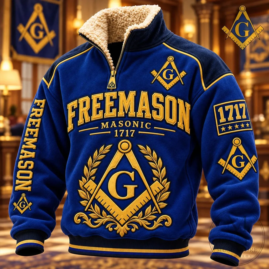 Freemason Masonic Lodge Blue Sherpa Collar Pullover Sweatshirt Freemason Masonic Lodge Blue Sherpa Collar Pullover Sweatshirt