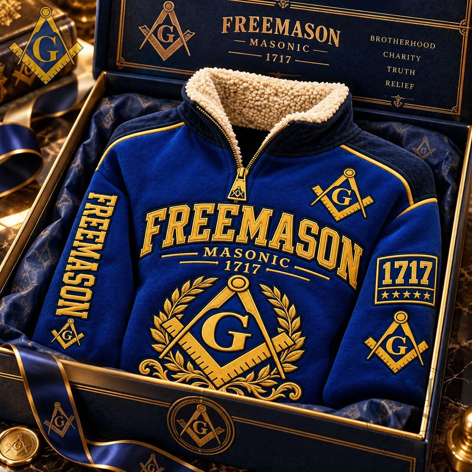 Freemason Masonic Lodge Blue Sherpa Collar Pullover Sweatshirt 9 Freemason Masonic Lodge Blue Sherpa Collar Pullover Sweatshirt
