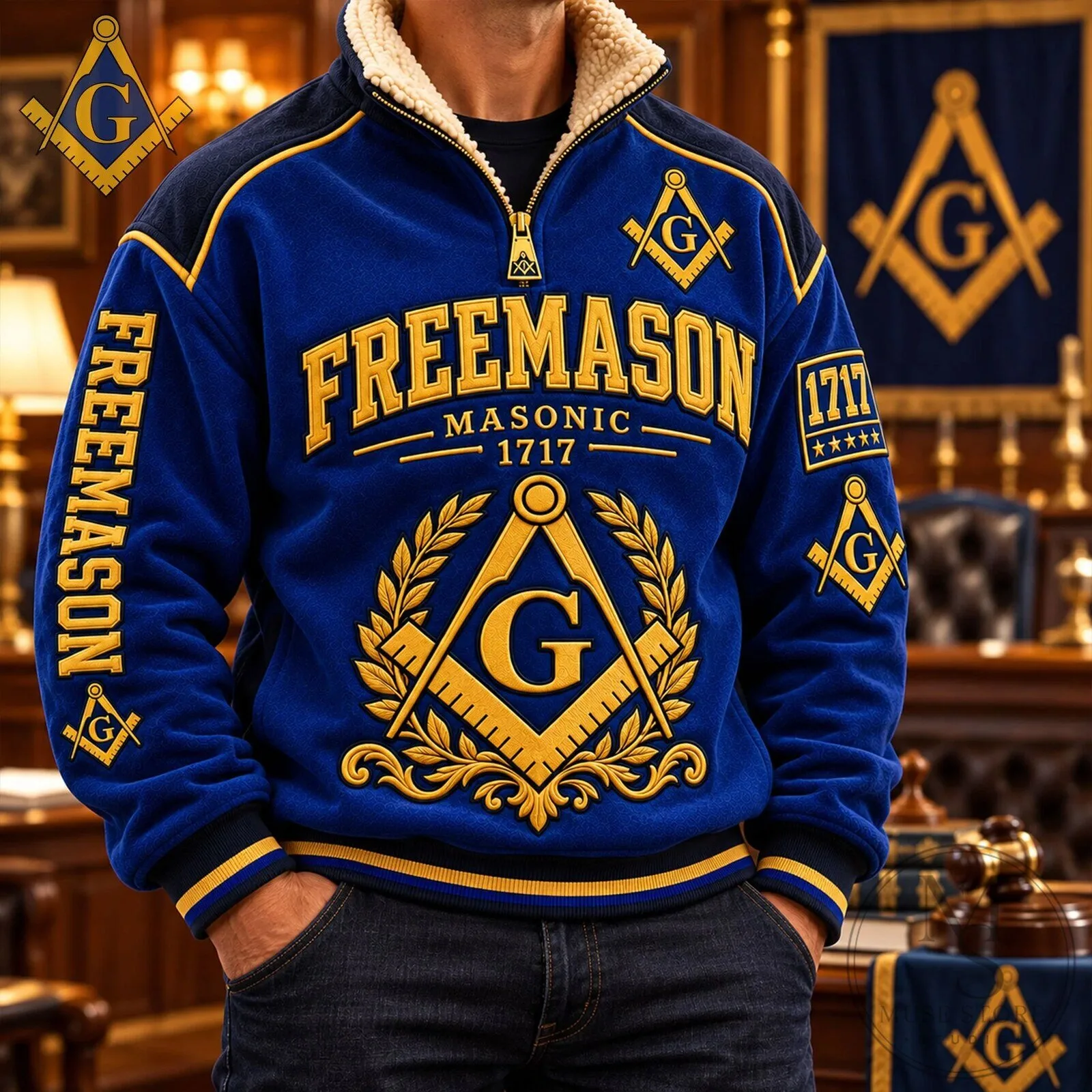 Freemason Masonic Lodge Blue Sherpa Collar Pullover Sweatshirt 10 Freemason Masonic Lodge Blue Sherpa Collar Pullover Sweatshirt