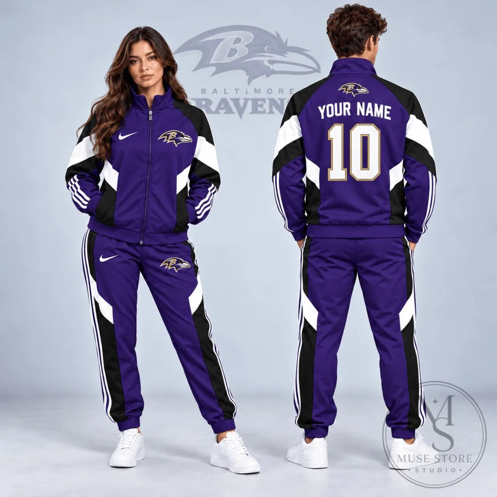 Baltimore Ravens Personalized Name and Number Colorblock Full Zip Jacket Baltimore Ravens Personalized Name and Number Colorblock Full Zip Jacket